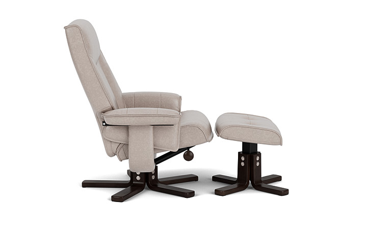 Grey leather sales chair and footstool